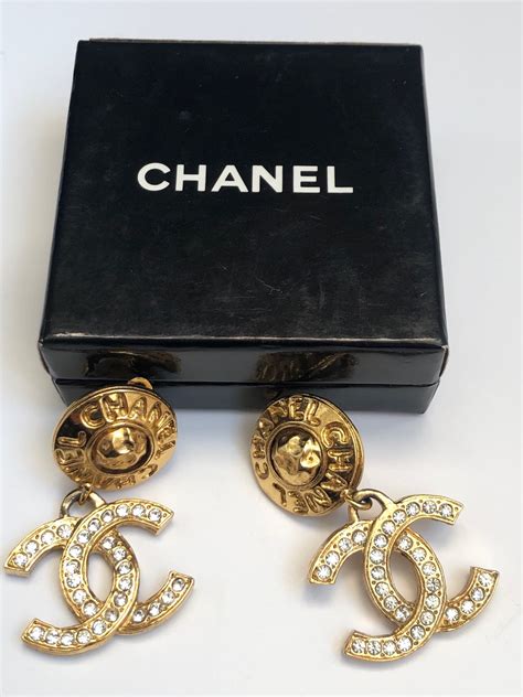 diamond chanel logo earrings|vintage chanel diamond earrings.